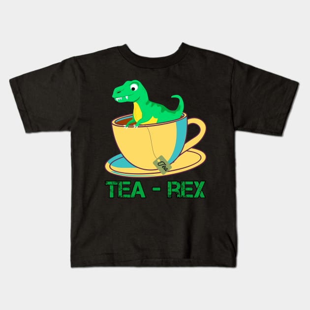 Tea Rex Kids T-Shirt by balibeachart